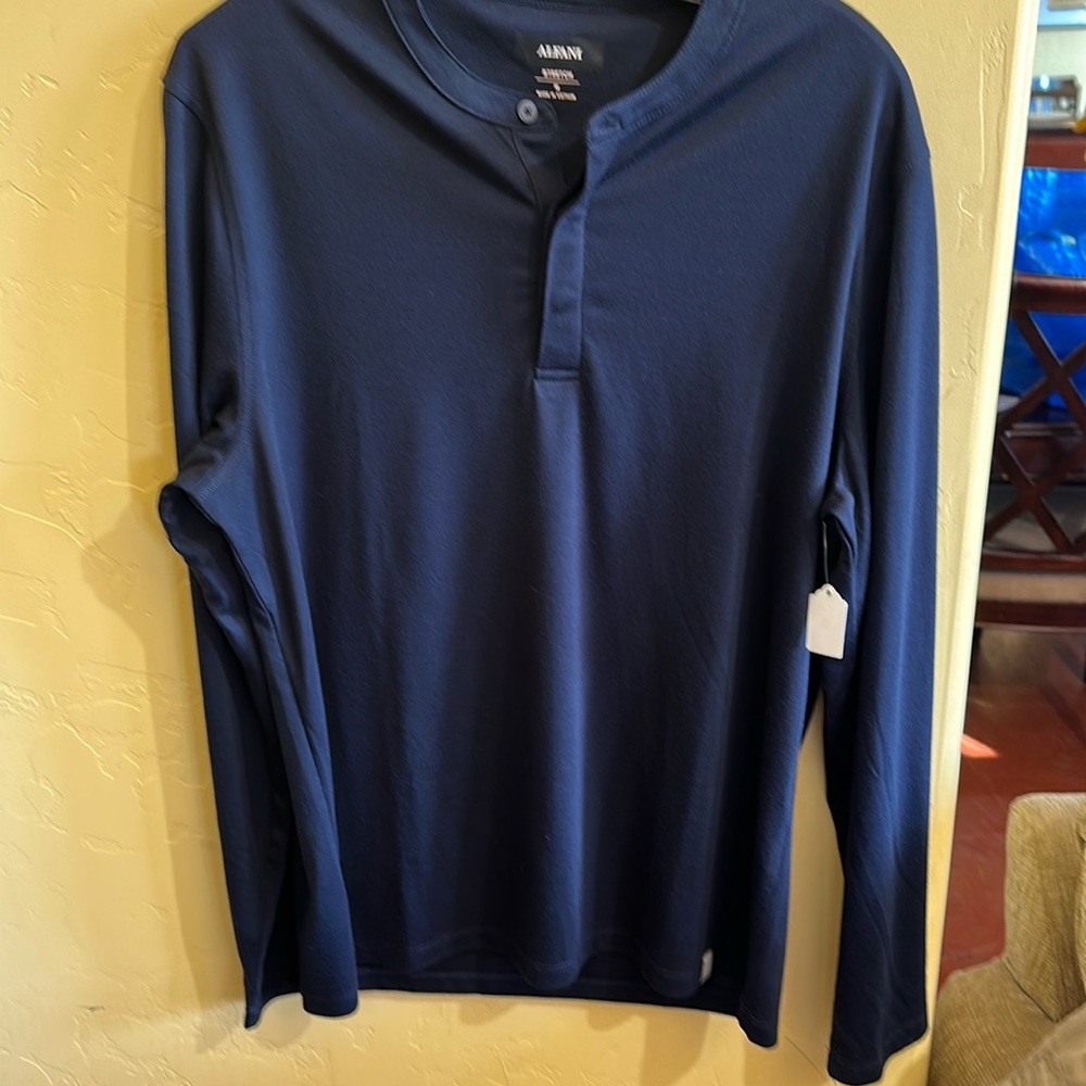 Alfani navy blue long sleeve casual shirt